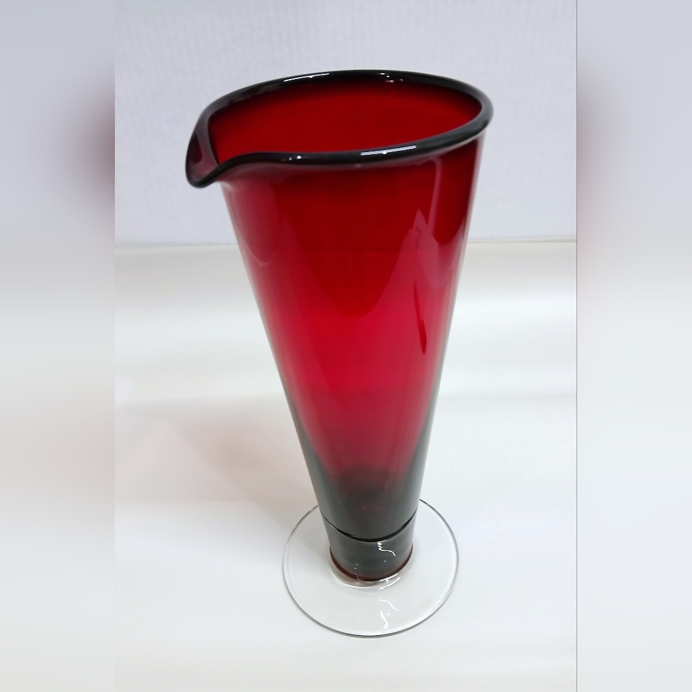 Vintage Ruby Red Glass Vase Pitcher